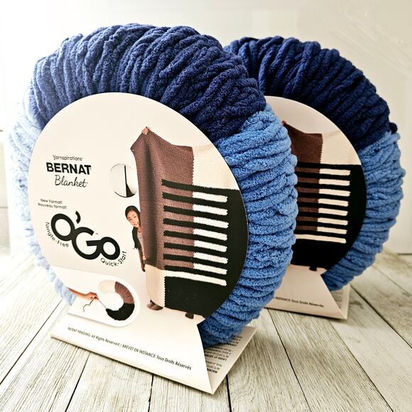 Pair of O'Go Yarspirations Yarns Bernat Inspirations Blanket Sky Blue Ombre - Picture 13 of 15